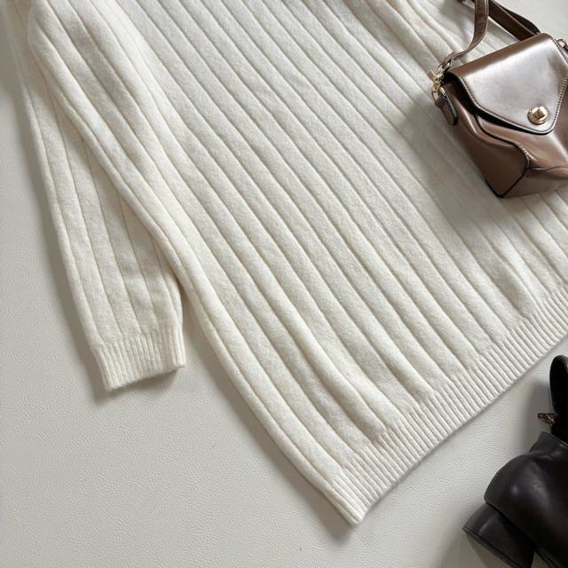 ◆上質◆定価2万程◆ウール100%◆リブニットチュニック◆ワンピース◆白◆F < 女性ファッション ◆上質◆定価2万程◆ウール100%◆リブニットチュニック◆ワンピース◆白◆F < 女性ファッションの