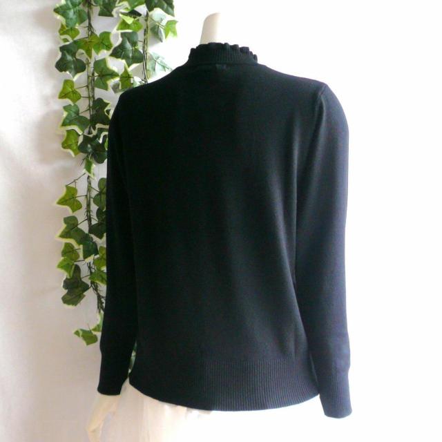 新品 9934 ML フリル ハイネック ニット セーター 黒 秋 冬 レディース メロウフリル もっちもち ストレッチ < 女性ファッション 新品 9934 ML フリル ハイネック ニット セーター 黒 秋 冬 レディース メロウフリル もっちもち ストレッチ < 女性ファッションの