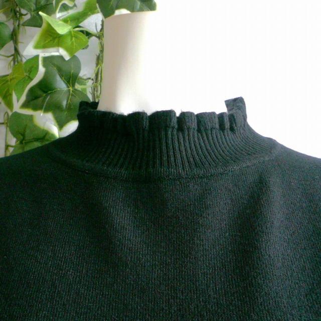 新品 9934 ML フリル ハイネック ニット セーター 黒 秋 冬 レディース メロウフリル もっちもち ストレッチ < 女性ファッション 新品 9934 ML フリル ハイネック ニット セーター 黒 秋 冬 レディース メロウフリル もっちもち ストレッチ < 女性ファッションの