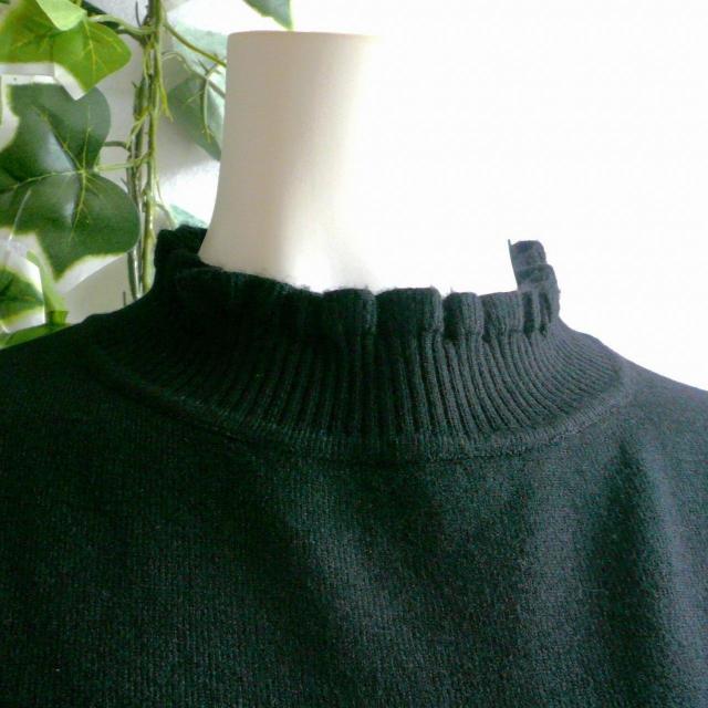 新品 9934 ML フリル ハイネック ニット セーター 黒 秋 冬 レディース メロウフリル もっちもち ストレッチ < 女性ファッション 新品 9934 ML フリル ハイネック ニット セーター 黒 秋 冬 レディース メロウフリル もっちもち ストレッチ < 女性ファッションの