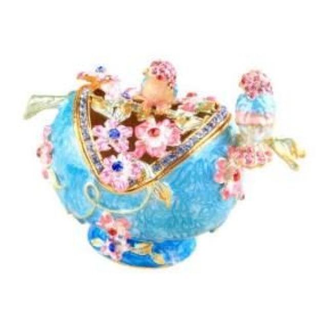 【Piearth】キラキラ高級感♪バード&フラワークリスタルジュエリーボックス ブルー < 女性アクセサリー/時計 【Piearth】キラキラ高級感♪バード&フラワークリスタルジュエリーボックス ブルー < 女性アクセサリー/時計の