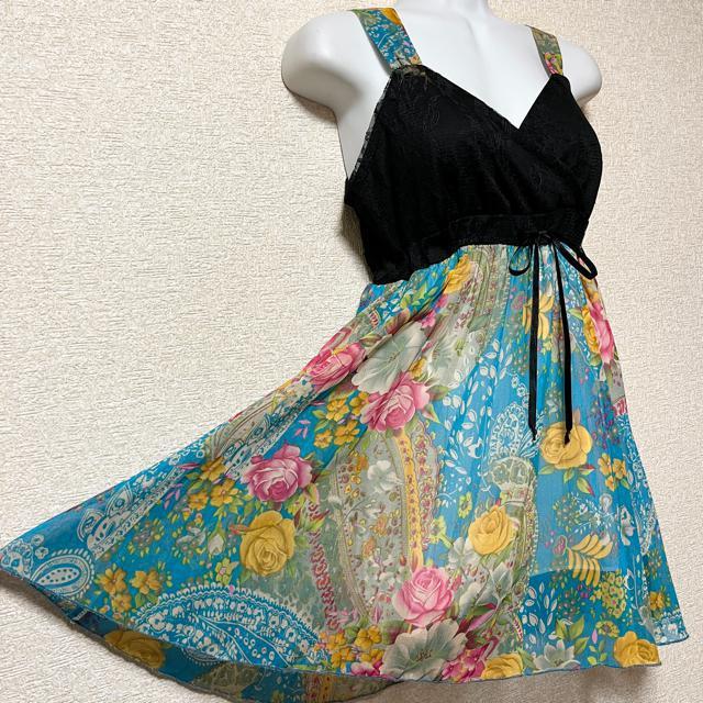 ブラックレース切替☆ペイズリー×花柄シフォン素材キャミ < 女性ファッション  ブラックレース切替☆ペイズリー×花柄シフォン素材キャミ < 女性ファッションの