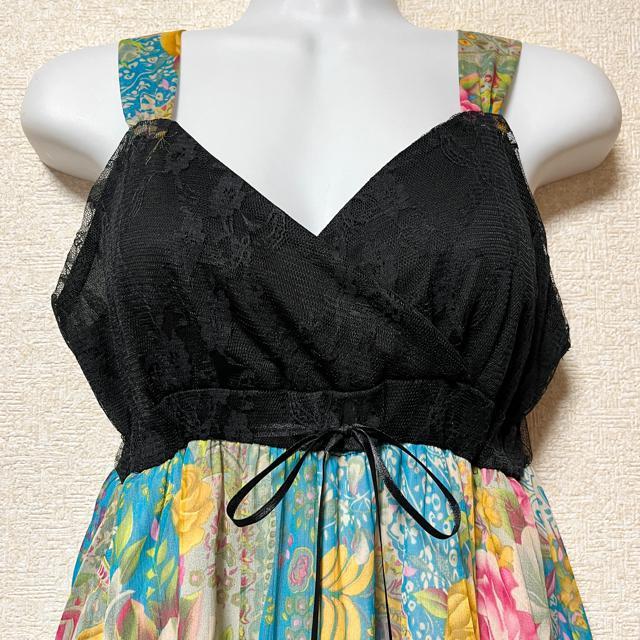 ブラックレース切替☆ペイズリー×花柄シフォン素材キャミ < 女性ファッション  ブラックレース切替☆ペイズリー×花柄シフォン素材キャミ < 女性ファッションの