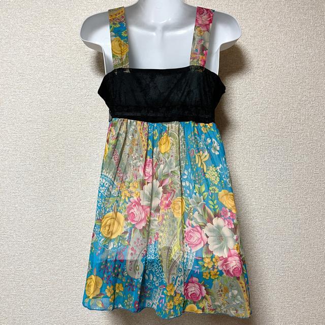 ブラックレース切替☆ペイズリー×花柄シフォン素材キャミ < 女性ファッション  ブラックレース切替☆ペイズリー×花柄シフォン素材キャミ < 女性ファッションの