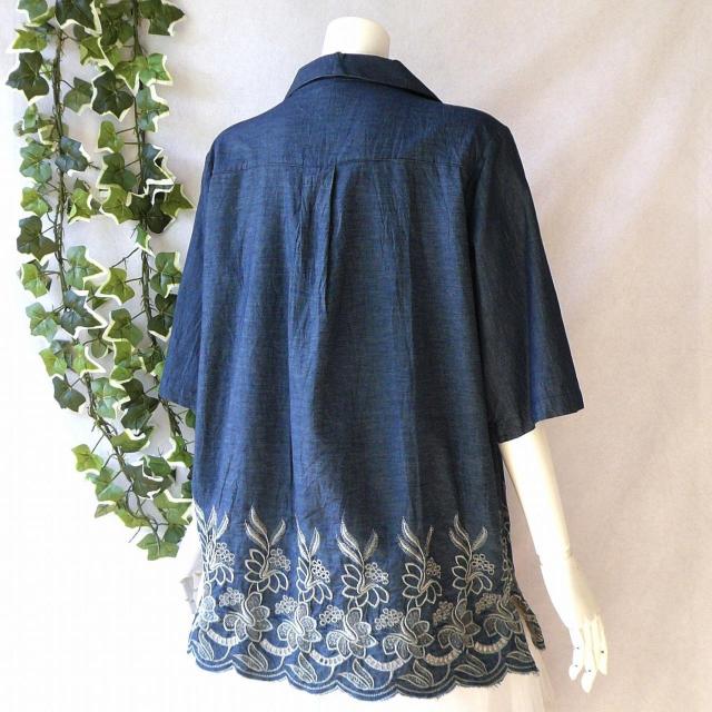 新品 a039 ML 裾花刺繍 綿100% ダンガリー シャツ チュニック インディゴ 春 夏 秋 スキッパー襟 インド製 < 女性ファッション 新品 a039 ML 裾花刺繍 綿100% ダンガリー シャツ チュニック インディゴ 春 夏 秋 スキッパー襟 インド製 < 女性ファッションの