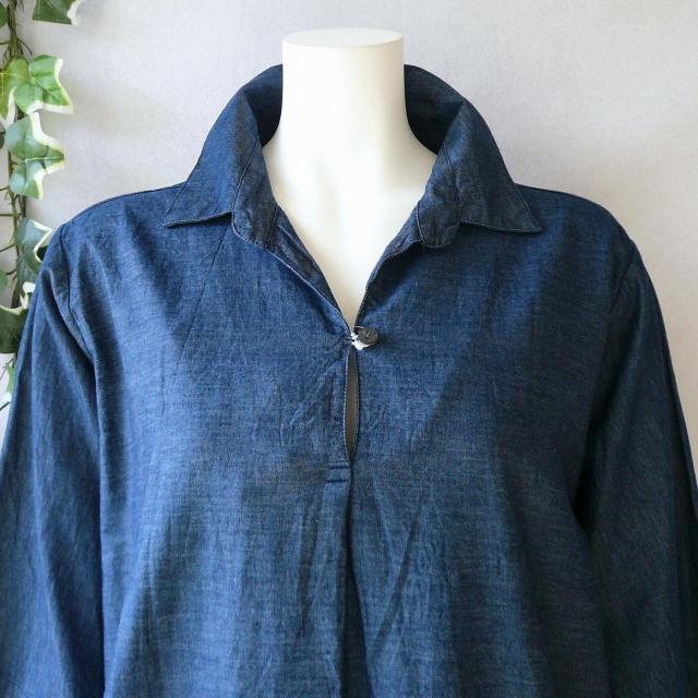 新品 a039 ML 裾花刺繍 綿100% ダンガリー シャツ チュニック インディゴ 春 夏 秋 スキッパー襟 インド製 < 女性ファッション 新品 a039 ML 裾花刺繍 綿100% ダンガリー シャツ チュニック インディゴ 春 夏 秋 スキッパー襟 インド製 < 女性ファッションの