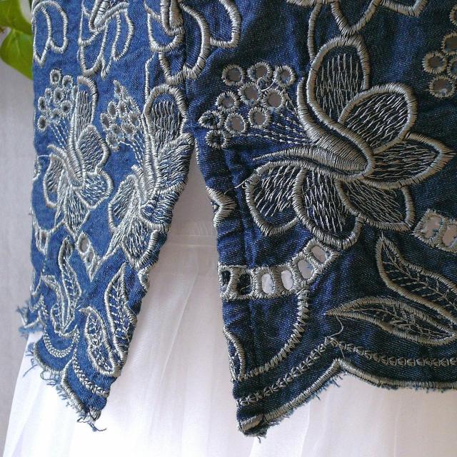 新品 a039 ML 裾花刺繍 綿100% ダンガリー シャツ チュニック インディゴ 春 夏 秋 スキッパー襟 インド製 < 女性ファッション 新品 a039 ML 裾花刺繍 綿100% ダンガリー シャツ チュニック インディゴ 春 夏 秋 スキッパー襟 インド製 < 女性ファッションの