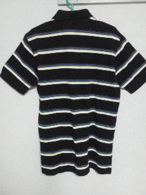 Fー144★UNIQLOメンズ半袖ボーダー柄ポロシャツ ブラック M < 男性ファッション  Fー144★UNIQLOメンズ半袖ボーダー柄ポロシャツ ブラック M < 男性ファッションの