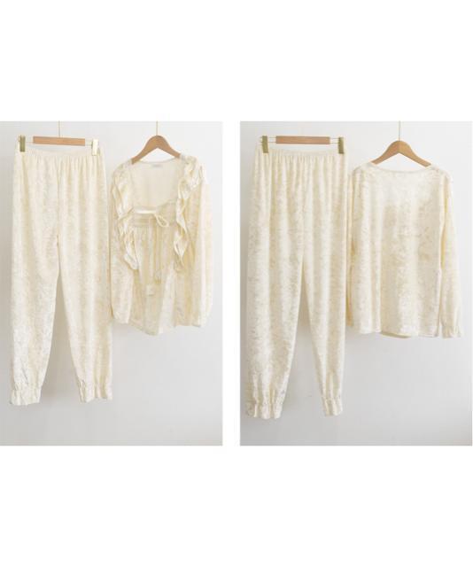 送料無料 新品 ベロア調パジャマ レディース部屋着セット < 女性ファッション  送料無料 新品 ベロア調パジャマ レディース部屋着セット < 女性ファッションの