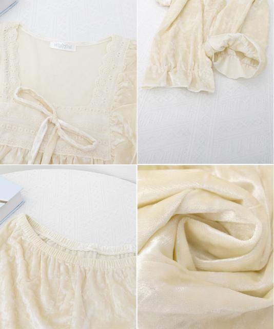 送料無料 新品 ベロア調パジャマ レディース部屋着セット < 女性ファッション  送料無料 新品 ベロア調パジャマ レディース部屋着セット < 女性ファッションの