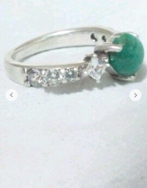 SV 925 グリーン 天然石 ハート リング 7号 < 女性アクセサリー/時計  SV 925 グリーン 天然石 ハート リング 7号 < 女性アクセサリー/時計の