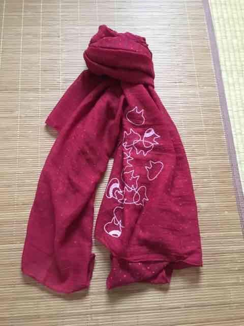 mintneko・ドット&バブルネコ柄ストール。レッド < ブランド mintneko・ドット&バブルネコ柄ストール。レッド < ブランドの