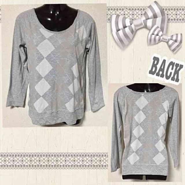 アーガイルプリントラグランカットオフカットソー < 女性ファッション  アーガイルプリントラグランカットオフカットソー  < 女性ファッションの