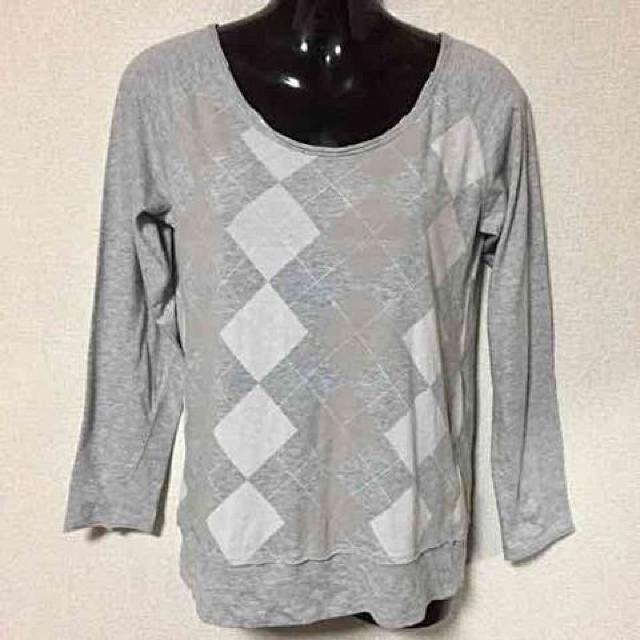 アーガイルプリントラグランカットオフカットソー < 女性ファッション  アーガイルプリントラグランカットオフカットソー < 女性ファッションの