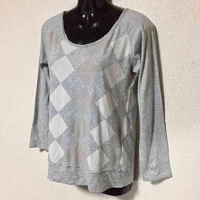 アーガイルプリントラグランカットオフカットソー < 女性ファッション  アーガイルプリントラグランカットオフカットソー < 女性ファッションの