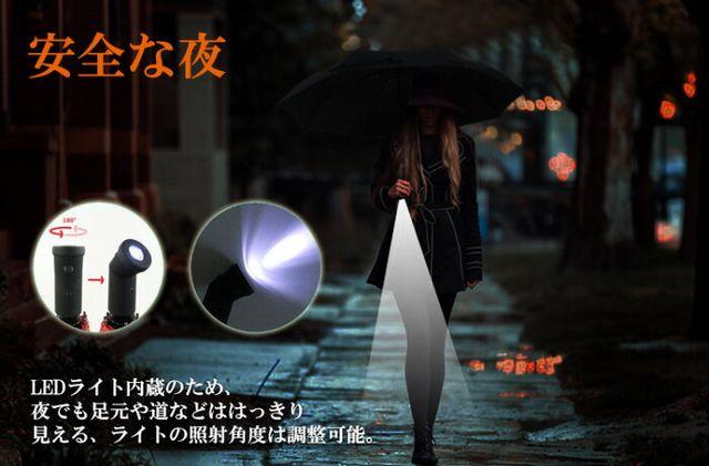 ワンタッチ開閉式 LEDライト付♪グラスファイバー折り畳み傘 収納袋付 パープル < 男性ファッション ワンタッチ開閉式 LEDライト付♪グラスファイバー折り畳み傘 収納袋付 パープル < 男性ファッションの