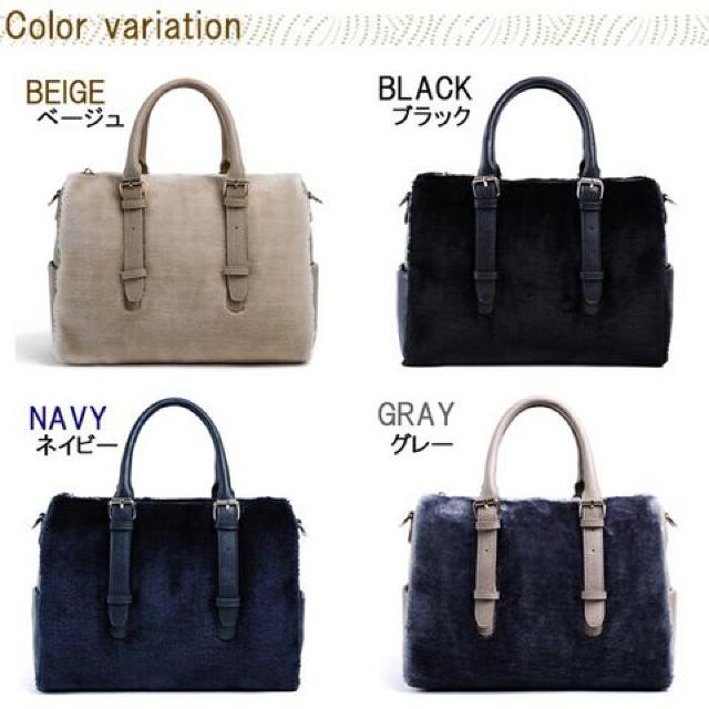 黒★2WAY♪肌触り抜群なフェイクファーボストン型大容量バック < 女性ファッション  黒★2WAY♪肌触り抜群なフェイクファーボストン型大容量バック < 女性ファッションの