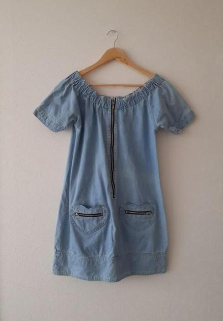 Chatty aroma◆ブルーデニム ハートポケット コットン ワンピース M < 女性ファッション  Chatty aroma◆ブルーデニム ハートポケット コットン ワンピース M  < 女性ファッションの