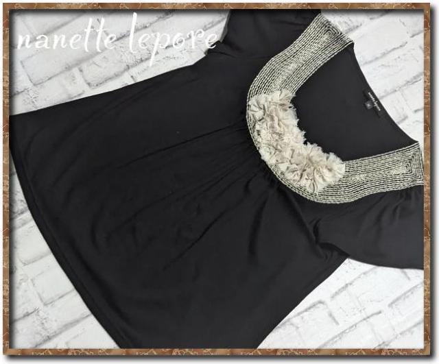 ナネットレポー 飾り付きカットソー 黒 < 女性ファッション  ナネットレポー 飾り付きカットソー 黒  < 女性ファッションの