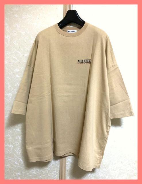 ☆ミルクフェド☆超美品☆バックビッグロゴオーバーサイズ7分袖TシャツBE☆ < ブランド  ☆ミルクフェド☆超美品☆バックビッグロゴオーバーサイズ7分袖TシャツBE☆ < ブランドの