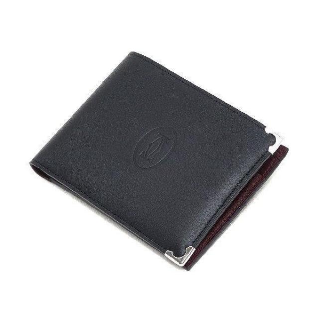 ◆ 本物 美品 ◆ カルティエ 2つ折り財布 小銭入れ付き マストライン カーフ ブラック 黒 保存袋 箱 人気 L3000595 < ブランド  ◆ 本物 美品 ◆ カルティエ 2つ折り財布 小銭入れ付き マストライン カーフ ブラック 黒 保存袋 箱 人気 L3000595 < ブランドの