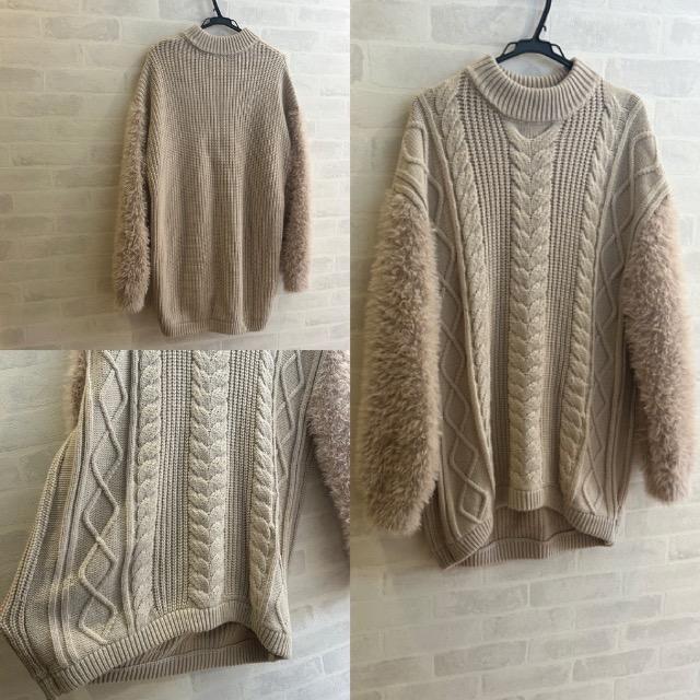 GRL★ケーブル編みシャギースリーブニットミニワンピース★ < ブランド GRL★ケーブル編みシャギースリーブニットミニワンピース★ < ブランドの