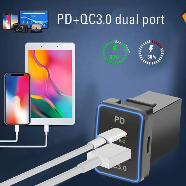 トヨタ車用電源ソケット2 QC3.0 充電USBポート PDポート スマホ&タブレット充電器 USB電源 スイッチホール Aタイプ < 自動車/バイク トヨタ車用電源ソケット2 QC3.0 充電USBポート PDポート スマホ&タブレット充電器 USB電源 スイッチホール Aタイプ < 自動車/バイク