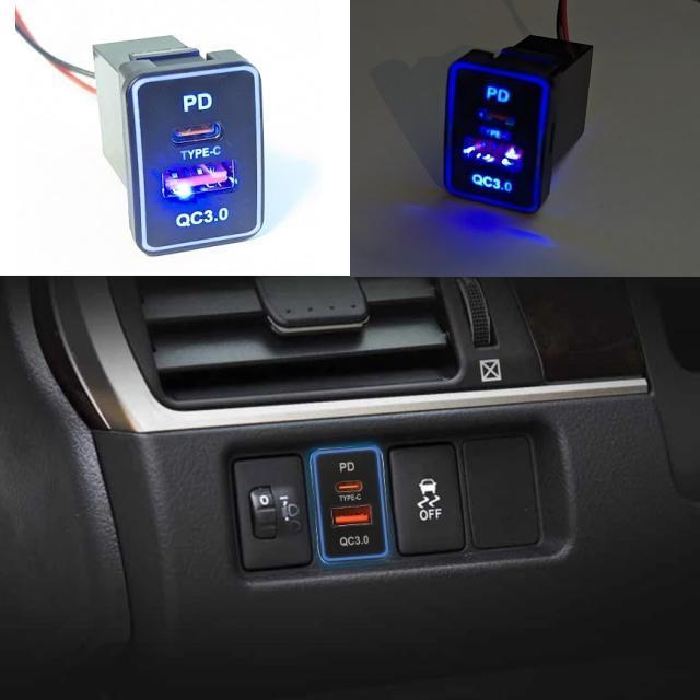 トヨタ車用電源ソケット2 QC3.0 充電USBポート PDポート スマホ&タブレット充電器 USB電源 スイッチホール Aタイプ < 自動車/バイク トヨタ車用電源ソケット2 QC3.0 充電USBポート PDポート スマホ&タブレット充電器 USB電源 スイッチホール Aタイプ < 自動車/バイク
