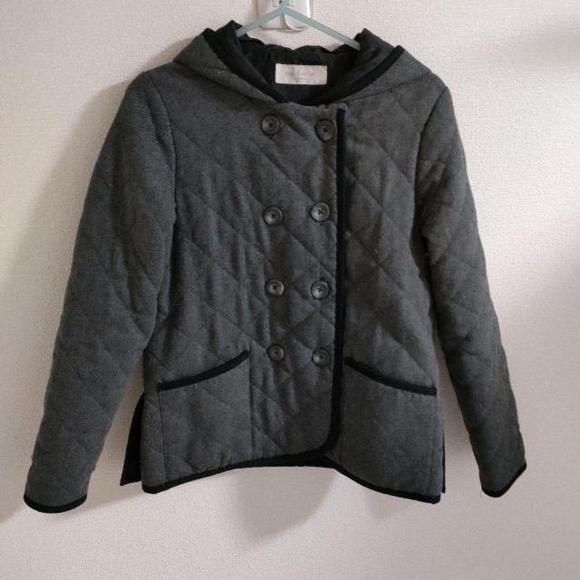 美品☆ショコラフィネローブ アウター カーディガン ダークグレー M < ブランド 美品☆ショコラフィネローブ アウター カーディガン ダークグレー M < ブランドの