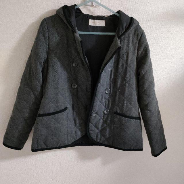 美品☆ショコラフィネローブ アウター カーディガン ダークグレー M < ブランド 美品☆ショコラフィネローブ アウター カーディガン ダークグレー M < ブランドの