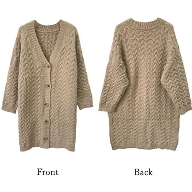 送料無料 新品 ケーブル編みニットカーディガンロング < 女性ファッション  送料無料 新品 ケーブル編みニットカーディガンロング < 女性ファッションの