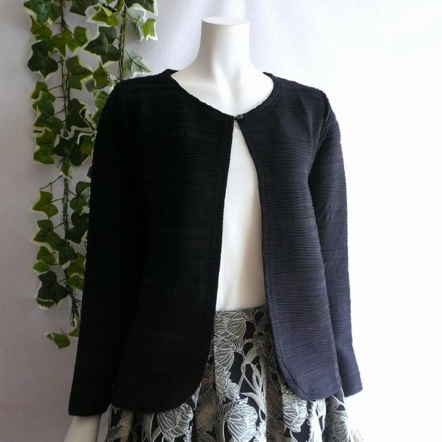 新品 9834 ML ウエーブ プリーツ カーディガン 黒 春 夏 秋 レディース ストレッチ ノーカラー ジャケット 上品 < 女性ファッション 新品 9834 ML ウエーブ プリーツ カーディガン 黒 春 夏 秋 レディース ストレッチ ノーカラー ジャケット 上品 < 女性ファッションの