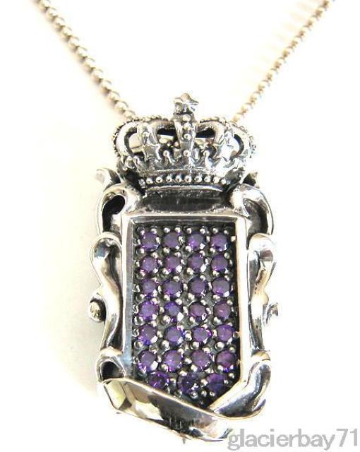 シールドクラウンペンダント シルバー925 withパープル < 男性アクセサリー/時計  シールドクラウンペンダント シルバー925 withパープル  < 男性アクセサリー/時計の