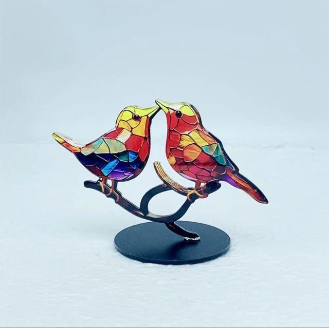 ステンドグラスメタルバード、ステンドグラスの枝の鳥 窓吊り下げ用、枝に金属鳥 デスクトップオーナメント、鳥像のオーナメント(2鳥) < ペット/手芸/園芸  ステンドグラスメタルバード、ステンドグラスの枝の鳥 窓吊り下げ用、枝に金属鳥 デスクトップオーナメント、鳥像のオーナメント(2鳥)  < ペット/手芸/園芸の