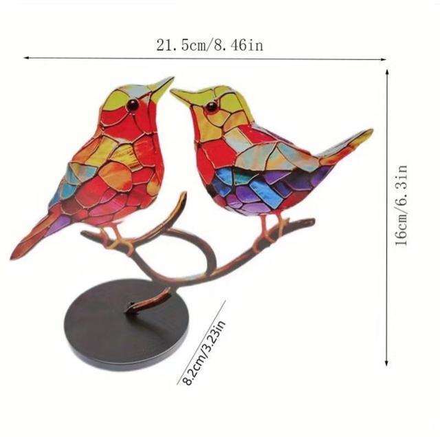 ステンドグラスメタルバード、ステンドグラスの枝の鳥 窓吊り下げ用、枝に金属鳥 デスクトップオーナメント、鳥像のオーナメント(2鳥) < ペット/手芸/園芸  ステンドグラスメタルバード、ステンドグラスの枝の鳥 窓吊り下げ用、枝に金属鳥 デスクトップオーナメント、鳥像のオーナメント(2鳥) < ペット/手芸/園芸の