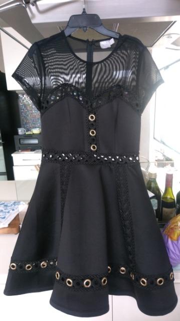 黒ワンピース ゴールド金具 透け感ありMサイズ < 女性ファッション  黒ワンピース ゴールド金具 透け感ありMサイズ  < 女性ファッションの