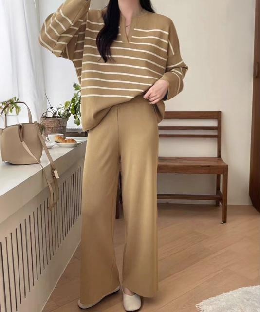 送料無料 新品 ニットセットアップ トップスパンツセット < 女性ファッション  送料無料 新品 ニットセットアップ トップスパンツセット < 女性ファッションの
