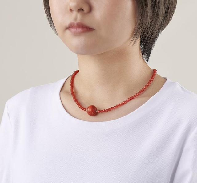 大粒珊瑚 赤メノー ネックレス レッドアゲート 潜在能力開花 < 女性アクセサリー/時計  大粒珊瑚 赤メノー ネックレス レッドアゲート 潜在能力開花 < 女性アクセサリー/時計の