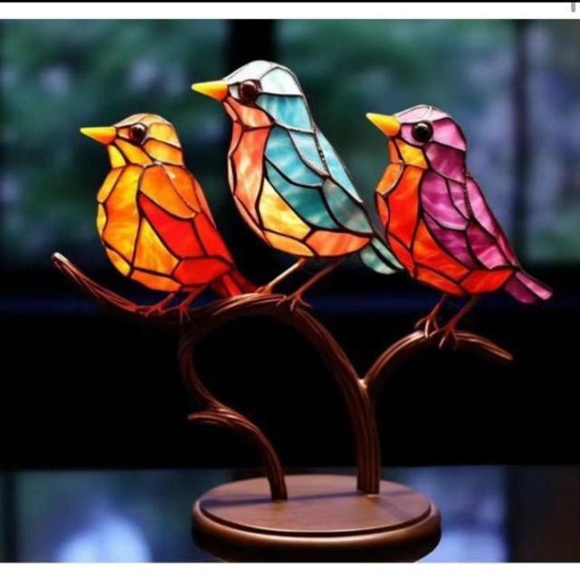 ステンドグラスメタルバード、ステンドグラスの枝の鳥 窓吊り下げ用、枝に鳥 デスクトップオーナメント、鳥像のオーナメント(3鳥) < インテリア/ライフ  ステンドグラスメタルバード、ステンドグラスの枝の鳥 窓吊り下げ用、枝に鳥 デスクトップオーナメント、鳥像のオーナメント(3鳥)  < インテリア/ライフの