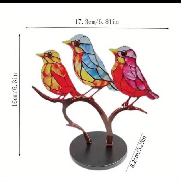 ステンドグラスメタルバード、ステンドグラスの枝の鳥 窓吊り下げ用、枝に鳥 デスクトップオーナメント、鳥像のオーナメント(3鳥) < インテリア/ライフ  ステンドグラスメタルバード、ステンドグラスの枝の鳥 窓吊り下げ用、枝に鳥 デスクトップオーナメント、鳥像のオーナメント(3鳥) < インテリア/ライフの
