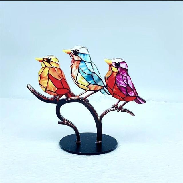 ステンドグラスメタルバード、ステンドグラスの枝の鳥 窓吊り下げ用、枝に鳥 デスクトップオーナメント、鳥像のオーナメント(3鳥) < インテリア/ライフ  ステンドグラスメタルバード、ステンドグラスの枝の鳥 窓吊り下げ用、枝に鳥 デスクトップオーナメント、鳥像のオーナメント(3鳥) < インテリア/ライフの