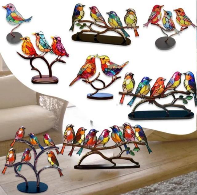 ステンドグラスメタルバード、ステンドグラスの枝の鳥 窓吊り下げ用、枝に鳥 デスクトップオーナメント、鳥像のオーナメント(3鳥) < インテリア/ライフ  ステンドグラスメタルバード、ステンドグラスの枝の鳥 窓吊り下げ用、枝に鳥 デスクトップオーナメント、鳥像のオーナメント(3鳥) < インテリア/ライフの
