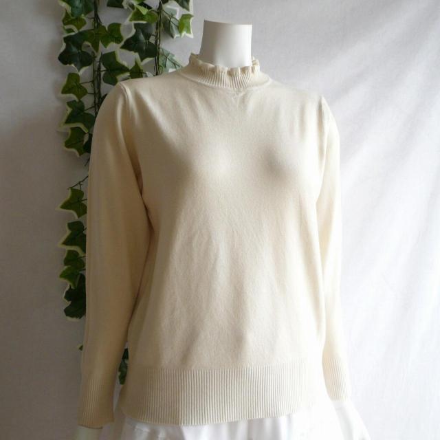 新品 9935 ML フリル ハイネック ニット セーター アイボリー 秋 冬 メロウフリル もっちもち ストレッチ < 女性ファッション 新品 9935 ML フリル ハイネック ニット セーター アイボリー 秋 冬 メロウフリル もっちもち ストレッチ < 女性ファッションの