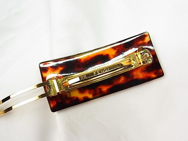 激安良品【正規品】フェンディ FENDI べっ甲調柄 FFロゴ バレッタ 髪