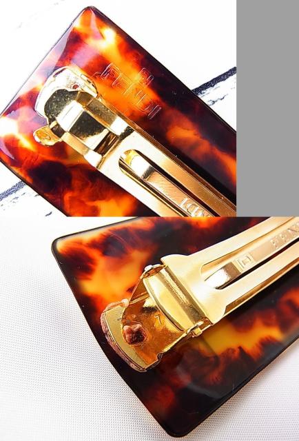 激安良品【正規品】フェンディ FENDI べっ甲調柄 FFロゴ バレッタ 髪