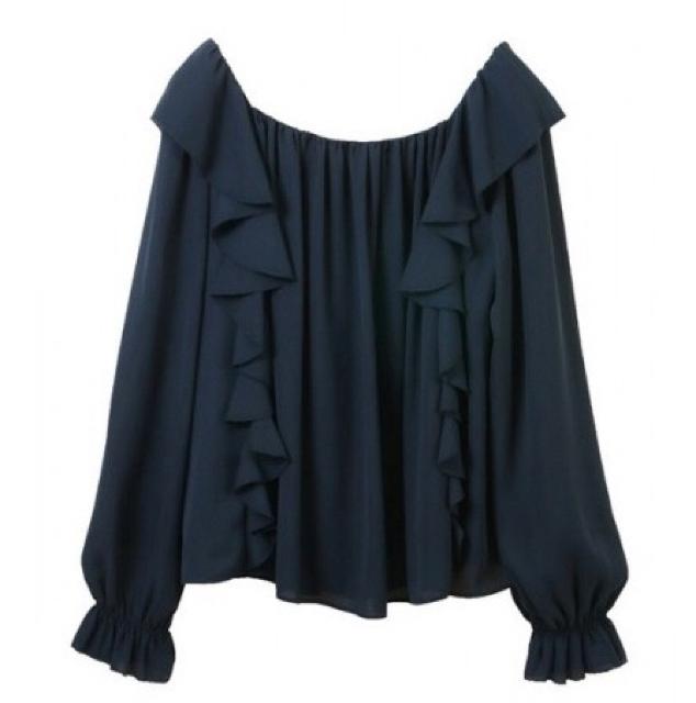 松井愛莉!●定価9,790円●シフォンフリルブラウス●紺ネイビー < ブランド  松井愛莉!●定価9,790円●シフォンフリルブラウス●紺ネイビー < ブランドの