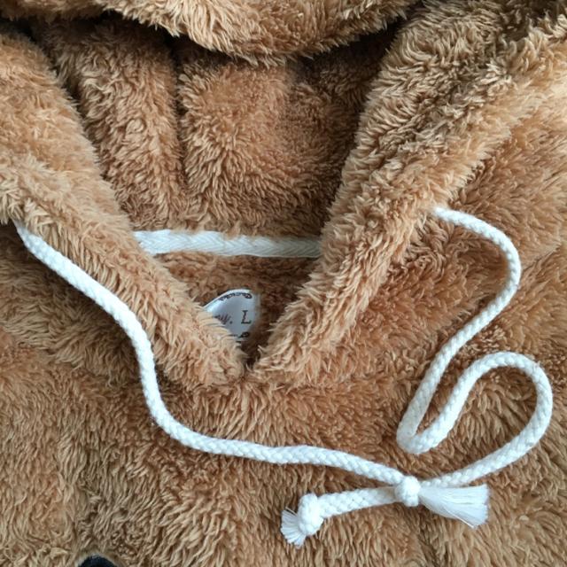 黒猫キャラワッペン&クマ耳シャギーボアパーカープルオーバー茶 < 女性ファッション 黒猫キャラワッペン&クマ耳シャギーボアパーカープルオーバー茶 < 女性ファッションの