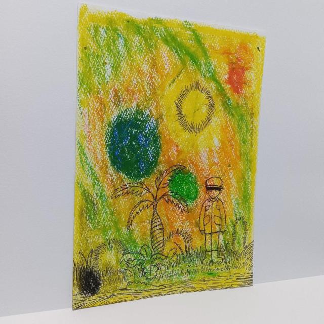 オリジナルイラスト 手描きイラスト 太陽 川 ハンドメイド インテリア 絵 自作 原画 アナログ アート illustration < アニメ/コミック/キャラクター  オリジナルイラスト 手描きイラスト 太陽 川 ハンドメイド インテリア 絵 自作 原画 アナログ アート illustration < アニメ/コミック/キャラクターの