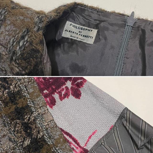 フィロソフィー 長袖ツイードワンピース #38 < 女性ファッション  フィロソフィー 長袖ツイードワンピース #38 < 女性ファッションの