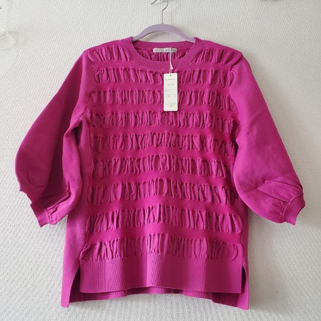 即決 ミューリエ mieuxrie ときめき楽映え 技あり シャーリング デザイン ニットプルオーバー LL 宮田理江 < 女性ファッション  即決 ミューリエ mieuxrie ときめき楽映え 技あり シャーリング デザイン ニットプルオーバー LL 宮田理江  < 女性ファッションの